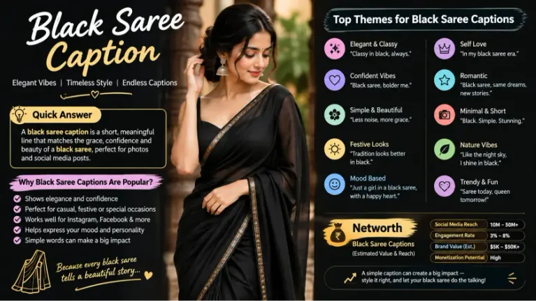 Black Saree Captions
