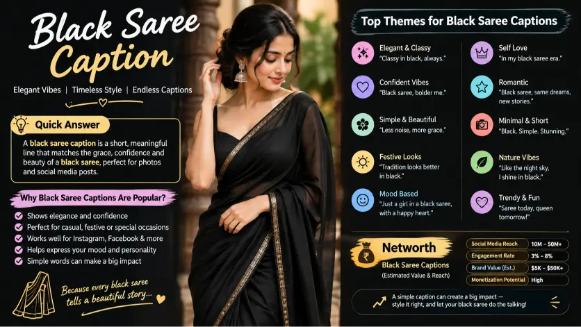 Black Saree Captions